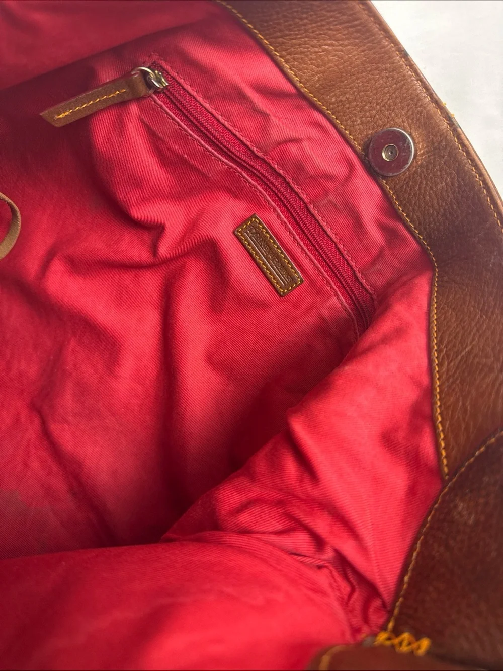 Vintage Dooney & Bourke Brown Leather Hobo Shoulder Bag with Brass Logo